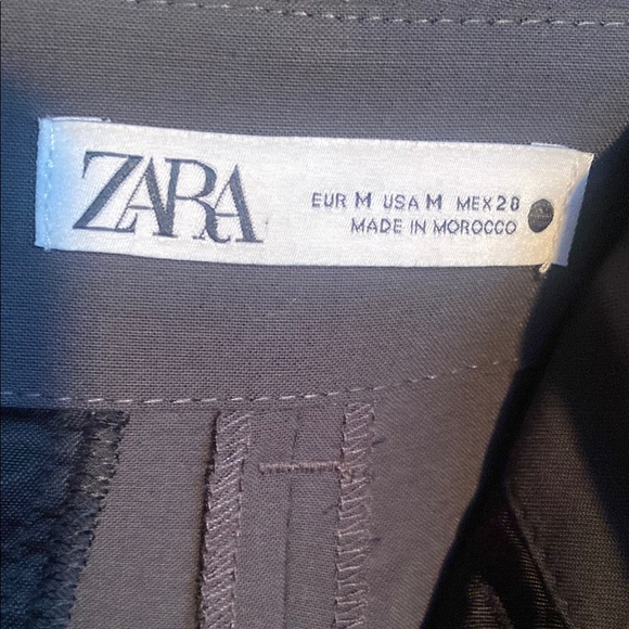 ZARA NWT Wool Blend Deep Charcoal Gray High Rise Straight Leg Trousers Size 6 - Picture 11 of 13